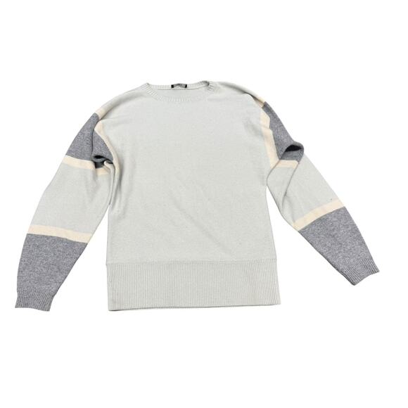 Theory 100% Cashmere Colorblock Sweater Pale Winter Green Husky Ivory sz XS - Picture 1 of 10